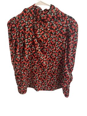 Zara satin blouse with roses NWT